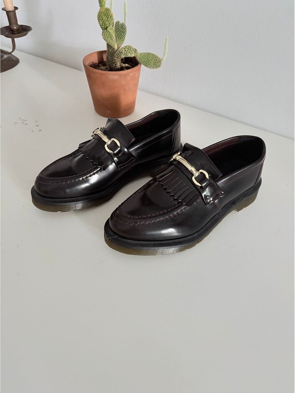 NEW Dr. Martens Loafers Adrian Snaffle Smooth Leather Kiltie Cherry Red Size 8